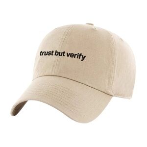 47 x TB4A Trust But Verify Hat Brand Tan Cap with Black Logo